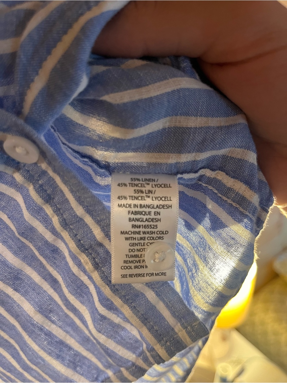 Lola River Linen Blue White Stripe Button-Down Shirt - Picture 6 of 6
